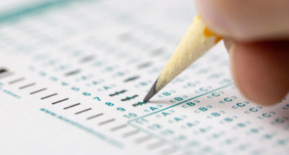 Person filling out a scantron
