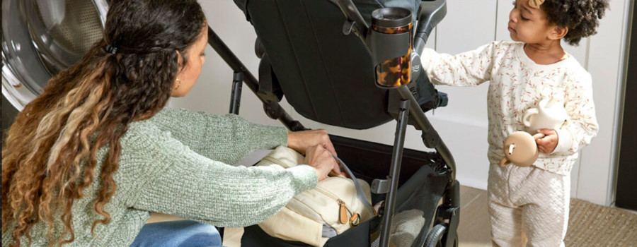 A woman and child with a stroller