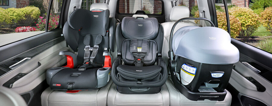 Different types of car seats in a car