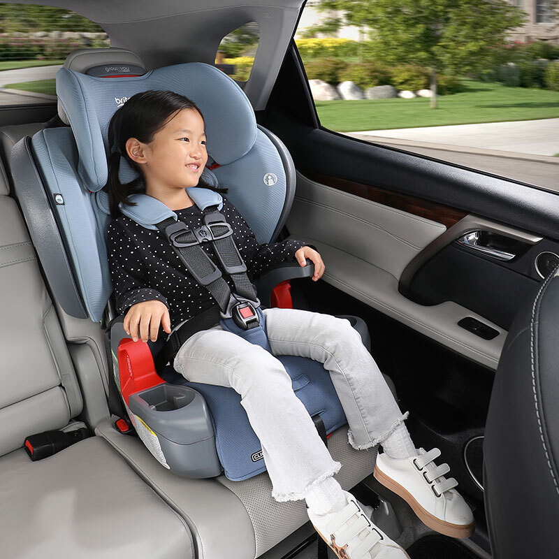 A Child in a forward-facing car seat.