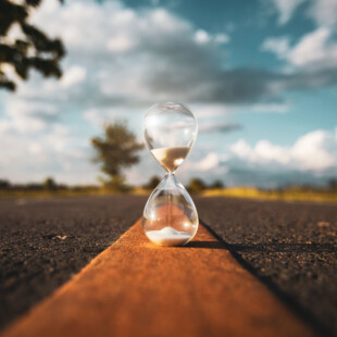 Hourglass in the middle of the road