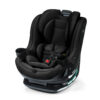 A black rotating convertible car seat with two cup holders and a 5-point harness.