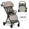 New. A tan stroller with a brown bumper bar, a canopy, a storage basket, a cup holder, and the Britax logo.
